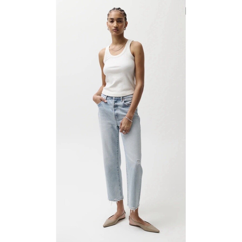 Pistola Cassie Super High Rise Straight Jean in Distressed Radiant Vintage 25